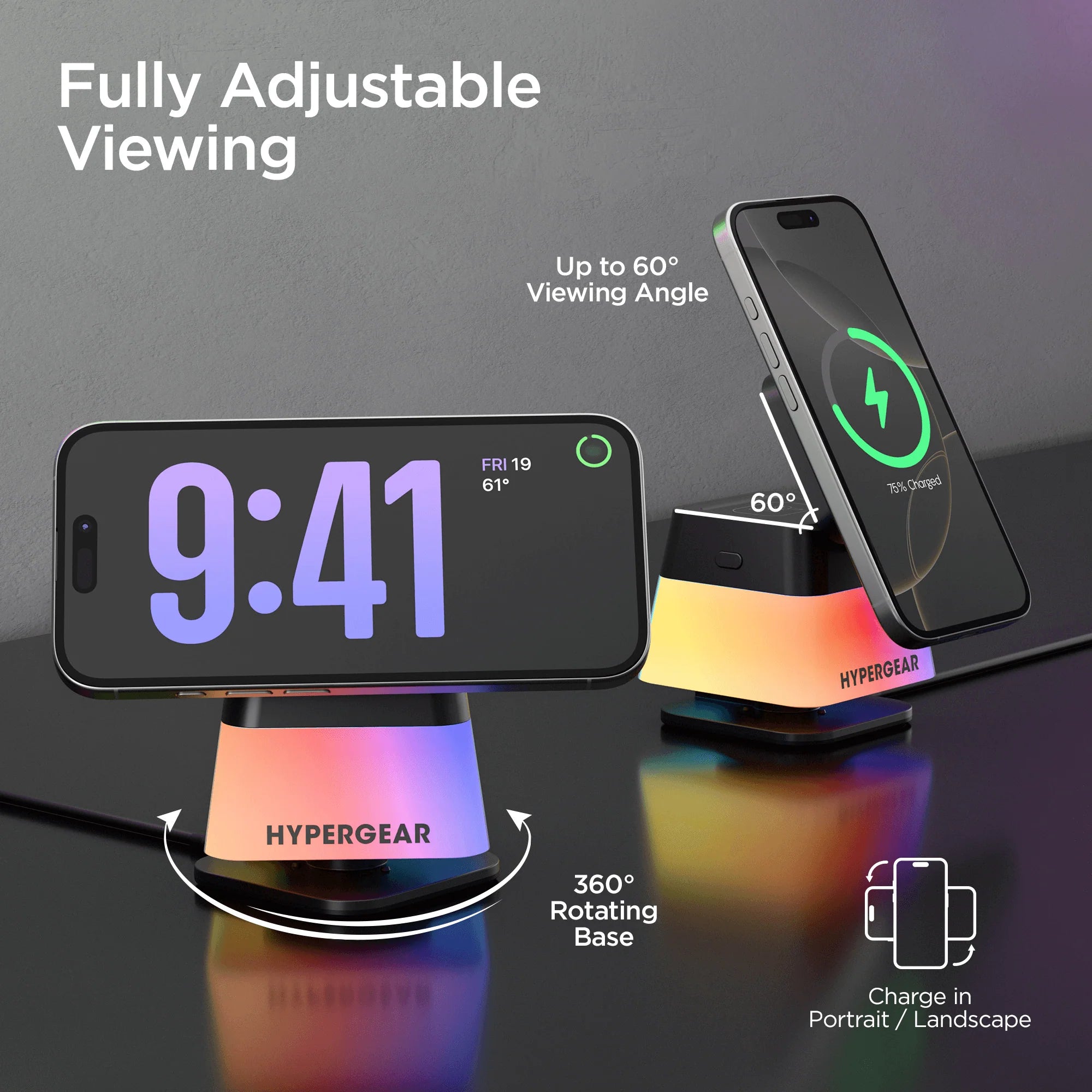 Hypergear Powerfold Cube RGB 3-In-1 Wireless Charging Stand